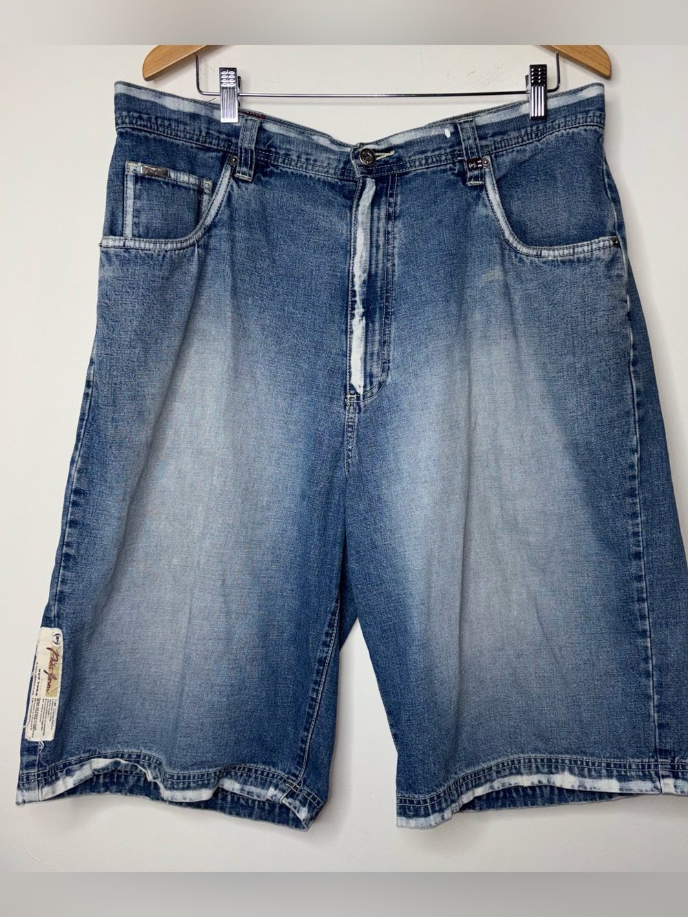 Vintage Phat Farm Shorts Mens 38 Blue Denim Y2K Embroidered Baggy Skater Grunge